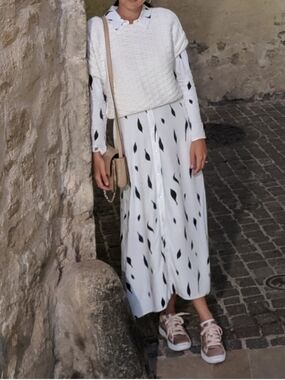 ASOS White Maxi Shirt Dress with Black Teardrop Print